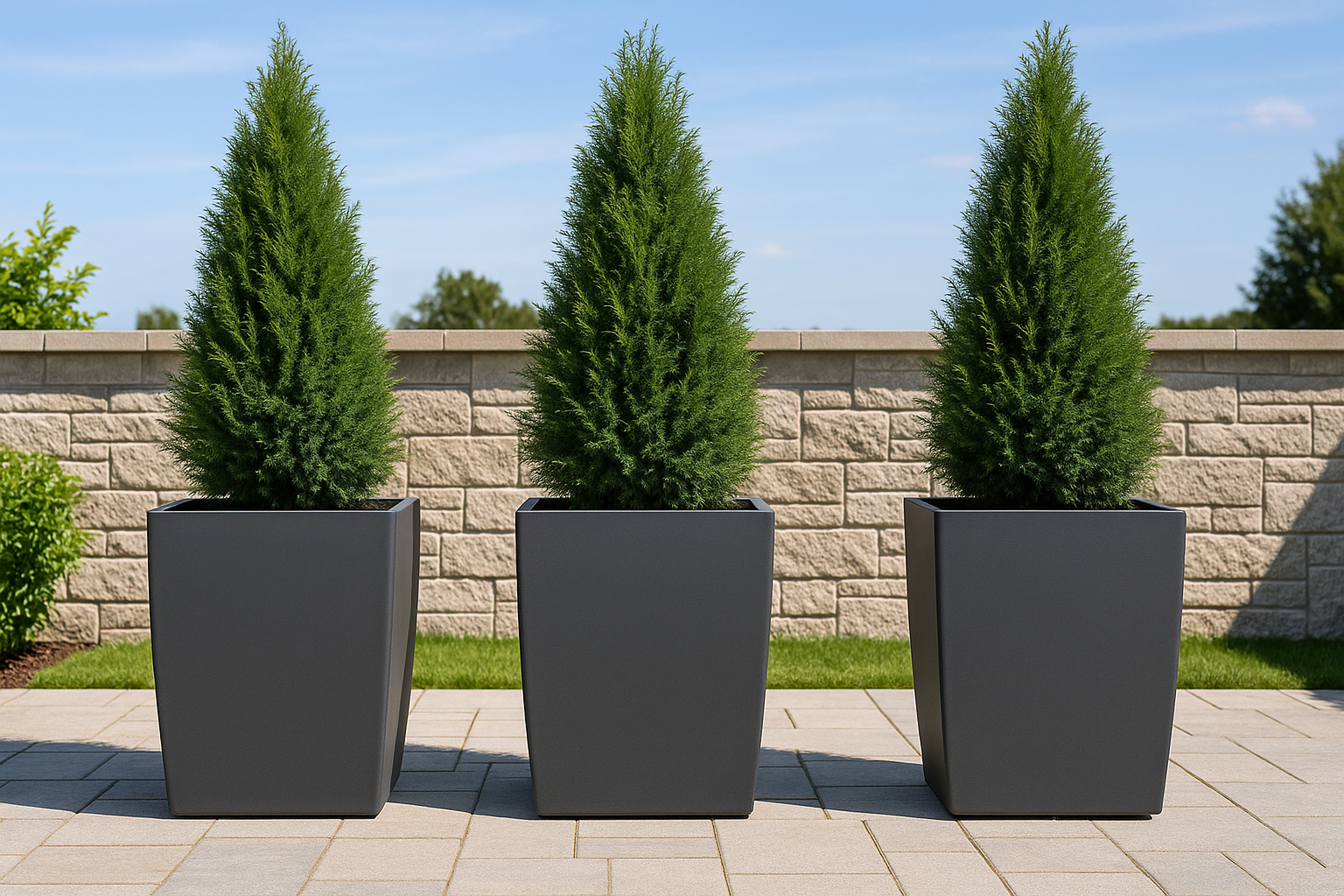 Jardiniere din fibra de sticla gri antracit